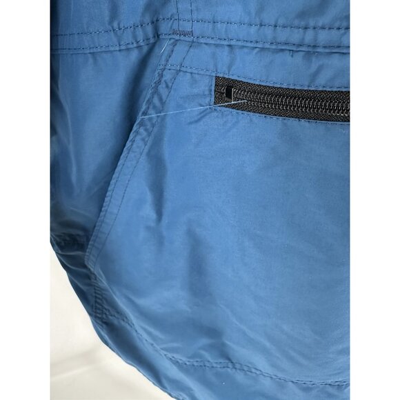 L.L. Bean Women's Pullover 1/4 Zip Windbreaker Jacket Blue Hood Medium Pocket - Picture 5 of 11